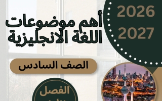 أهم موضوعات اللغة الانجليزية للصف السادس الفصل الأول 2026-2027 أ سارة ابراهيم
