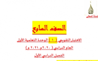 الاختبار التقويمي 1للوحدة الأولى لغة عربية الصف السابع للمعلم حمادة ماهر 2020 2021