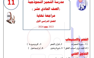 مراجعة نهائية عربي حادي عشر فصل أول #م. التميز 2023-2024