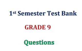 بنك أسئلة لغة انجليزية الصف التاسع الفصل الأول