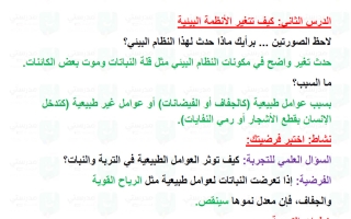 حل درس كيف تتغير الأنظمة البيئية علوم الصف الرابع