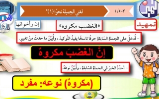 بوربوينت درس (لغتي الجميلة نحواً 1) عربي سادس ف2 #م. التميز النموذجية