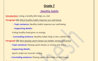 تعبير لغة انجليزية الصف السابع الفصل الثاني