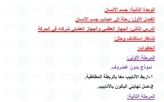 حل درس الجهاز العظمي والجهاز العضلي شركاء في الحركة علوم الصف الخامس