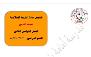 تلخيص إسلامية ثامن ف2 #أ. أسماء الشمري 2021 2022