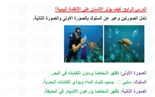 حل درس كيف يؤثر الانسان على الأنظمة البيئية علوم الصف الرابع