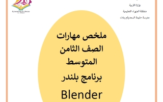ملخص مهارات (برنامج بلندر) حاسوب الصف الثامن الفصل الأول