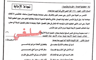نموذج إجابة امتحان عربي للصف الثامن فصل ثاني #الفروانية 2021-2022