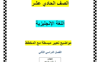 مواضيع التعبير للغة الانجليزية الصف الحادي عشر الفصل الثاني أ ناشد الحاج
