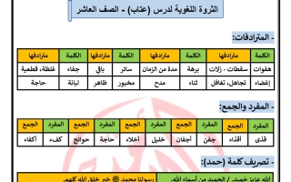 الثروة اللغوية لدرس (عتاب) عربي عاشر ف2 #أ. عادل أمين