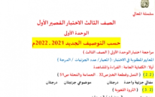 الاختبار القصير الأول عربي للصف الثالث الفصل الأول إعداد أ.حمادة ماهر 2021-2022