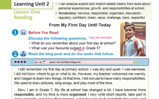 حل الوحدة الثانية School & Responsibility كتاب الطالب لغة انجليزية الصف السابع الفصل الأول