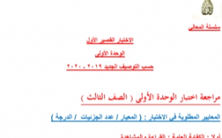 إجابة الاختبار القصير الأول عربي للصف الثالث الفصل الأول إعداد أ.حمادة ماهر 2019-2020