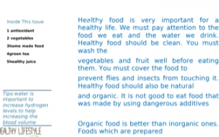 تقرير Healthy food انجليزي للصف العاشر الفصل الأول