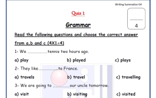 نموذج للاختبار التحصيلي الثاني لغة انجليزية الصف الرابع الفصل الأول