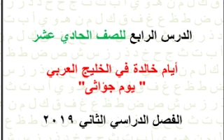مذكرة موضوع يوم جؤاثي عربي حادي عشر أدبي ف2 #أ. هاني البياع 2019