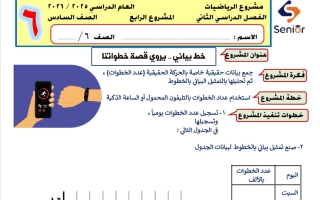 المشروع الرابع رياضيات الصف السادس الفصل الثاني