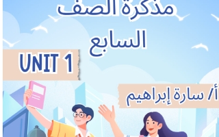 مذكرة الوحدة الأولى لغة انجليزية الصف السابع الفصل الأول أ سارة ابراهيم