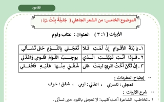 مذكرة درس من الشعر الجاهلي عربي عاشر فصل أول #أ. محمد قاعود 2023 2024