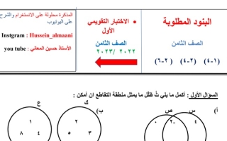 الاختبار التقويمي الأول رياضيات ثامن ف1 #أ. حسين المعاني 2022 2023