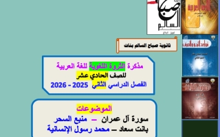 مذكرة الثروة اللغوية (بعد الحذف) للغة العربية الصف الحادي عشر الفصل الثاني 2025-2026 أ أم الخير الزهيري