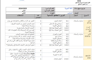 توزيع منهج لغة عربية سادس فصل ثاني #2023-2024
