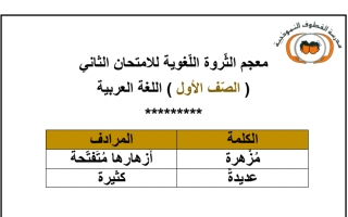 معجم الثروة اللغوية للامتحان عربي أول ابتدائي ف2