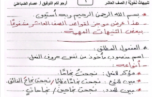 تنبيهات نحو للغة العربية الصف العاشر الفصل الثاني أ عصام الضباعني