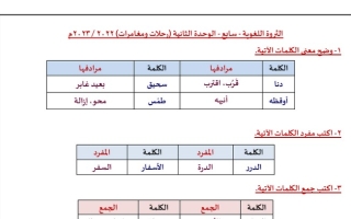 الثروة اللغوية للوحدة الثانية (رحلات ومغامرات) عربي سابع متوسط ف1 #أ. وجيه الهمامي 2022 2023